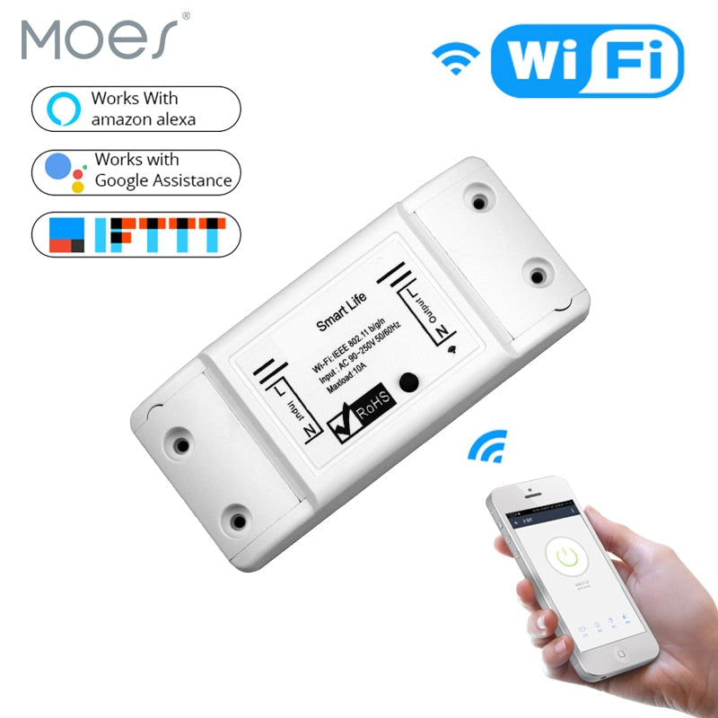 MOES Smart Light Switch DIY WiFi Wireless Remote Control  Universal Breaker Timer Smart Life APP Works with Alexa Google Home